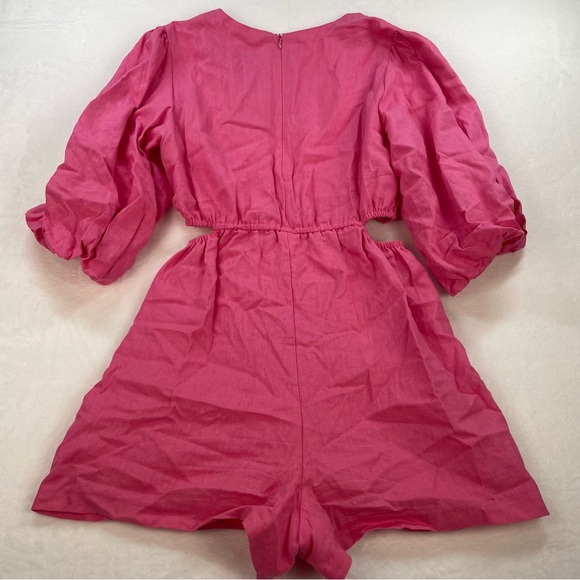 1. State V Neck Ring Cut Out Romper Juneberry Puff Short Sleeve Contemporary - Picture 7 of 7